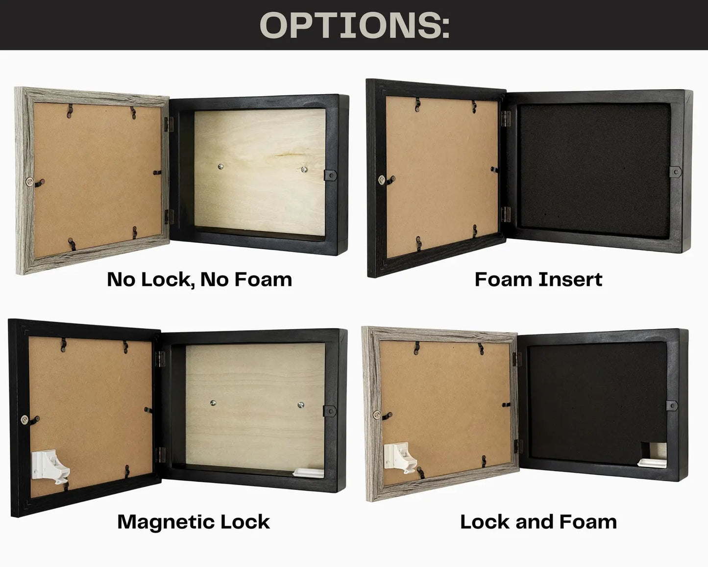 Black, 8x10 Concealment Picture Frame Horizontal
