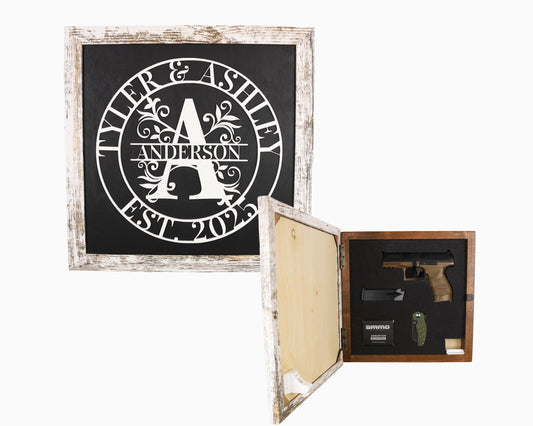 White, 12"x12" Personalized Hanging Gun Concealment
